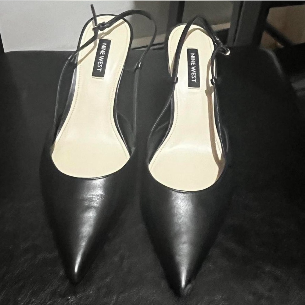 Nine West Black Pointed Slingback Heels